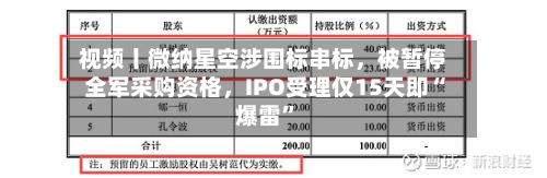 视频丨微纳星空涉围标串标，被暂停全军采购资格，IPO受理仅15天即“爆雷”