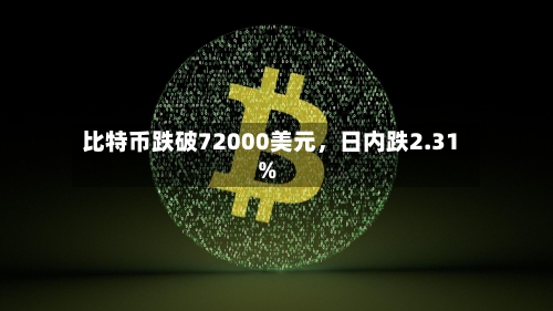比特币跌破72000美元，日内跌2.31%
