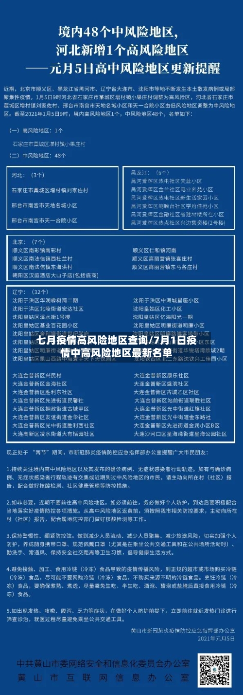 七月疫情高风险地区查询/7月1日疫情中高风险地区最新名单