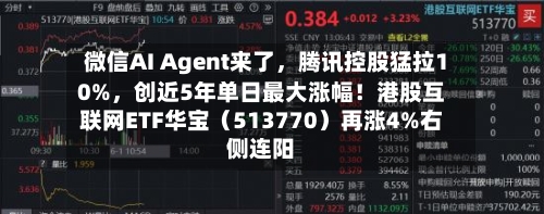 微信AI Agent来了，腾讯控股猛拉10%	，创近5年单日最大涨幅！港股互联网ETF华宝（513770）再涨4%右侧连阳-第2张图片